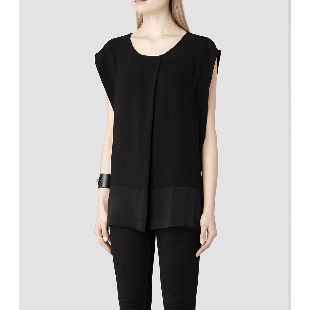 New All Saints Seymour Black Sleeveless Top Size 4 Msrp $195